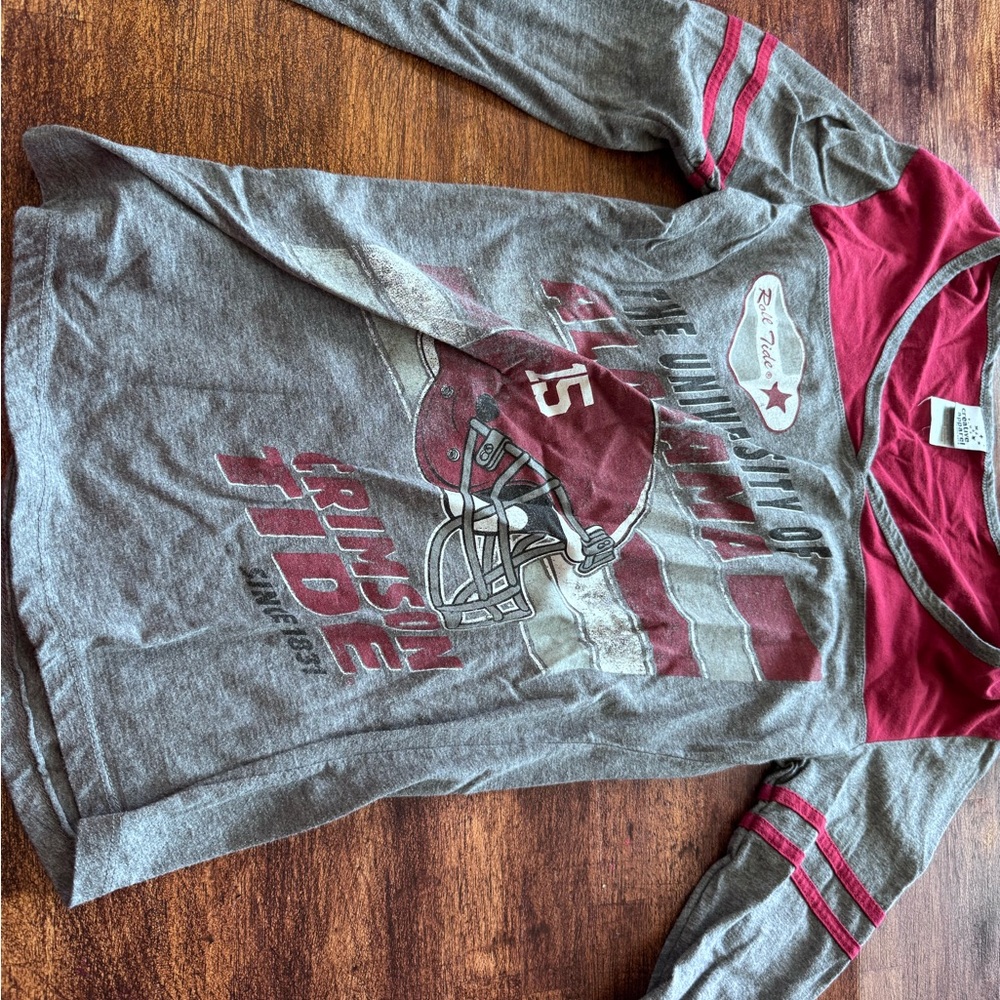 Crimson Tide Gray and Red Long Sleeve Tee